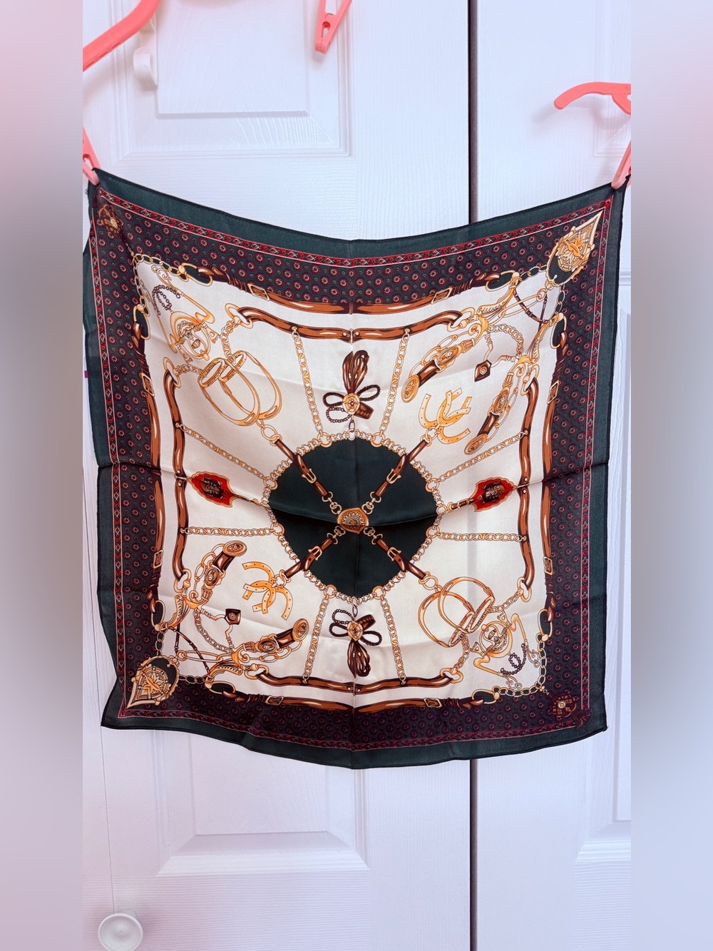 NWT 100% Mulberry Silk Square Scarf – Equestrian Print